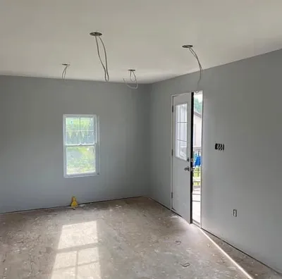 New build room painted light grey